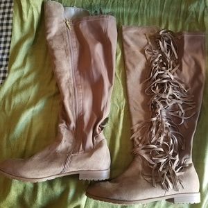 Lane Bryant Fringe Side Zip-Up Tall Boots Sz 11W